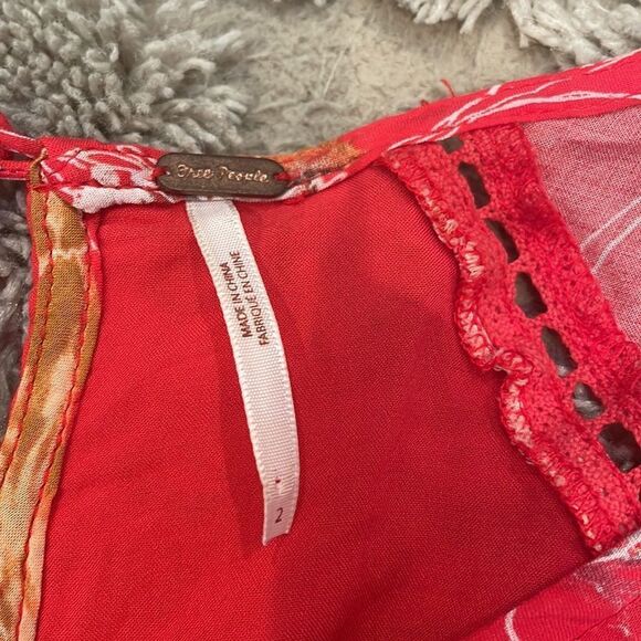 Free People Red Floral Mini Dress - Picture 7 of 9